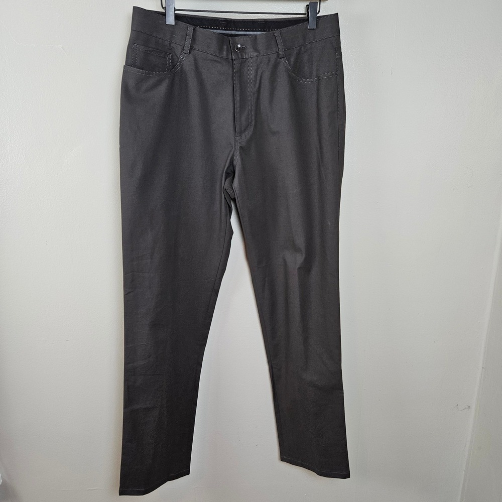 ESQ Fabric by Ing Loro‎ Piana & Co Trousers Men's 34 Brown Grey Dress Pants